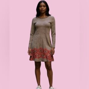 New York & Company Black and Red Long Sleeve Dress